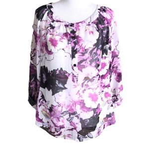 AB Studio Sheer Floral Top 1326